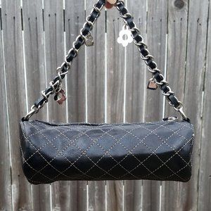 Aurielle Mini Y2K 90s Black Stitch Charms Bag